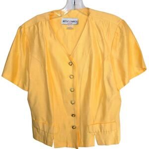 Betsy's Things 10P Women's Blazer Yellow Suit Coat Petite Size Medium M Jacket